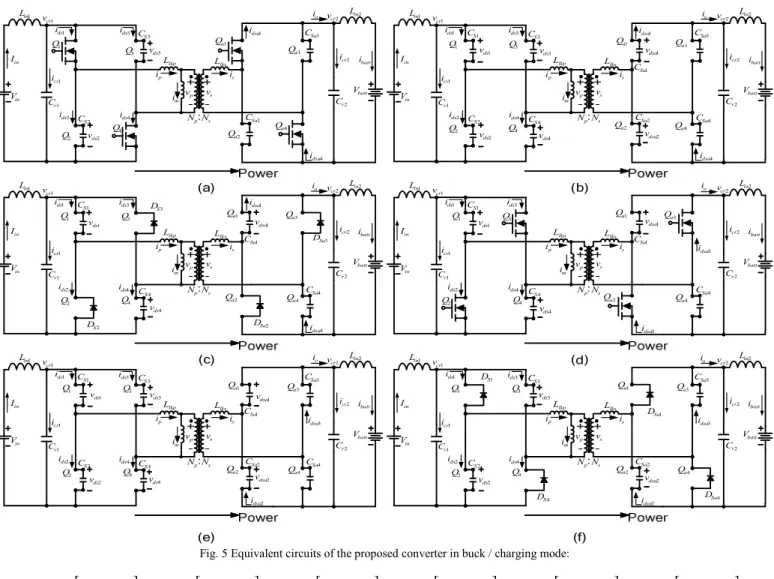 Fig. 5 Equivalent circuits of the proposed converter in buck / charging mode: 