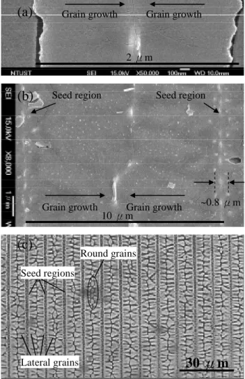 Figure 3 shows simulated temperature profiles of the Si film in lateral direction for
