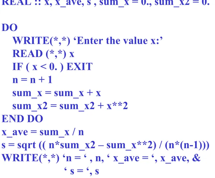 Fig . 3-16 PROGRAM    stats_1 IMPLICIT NONE INTEGER :: n = 0