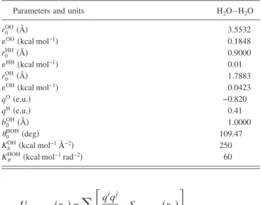 TABLE I. Parameters of F3C water model.