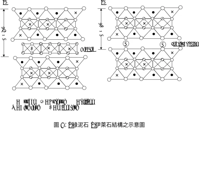 圖 8. (a)綠泥石(b)伊萊石結構之示意圖 