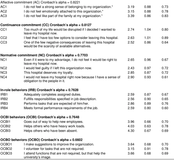 Table 2. Summary of measurement scales. 