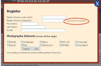 FIGURE 3.3 The user is warned  against leaving the password  field blank.