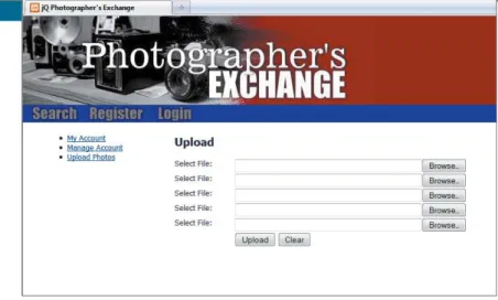 FIGURE 3.4 The file upload  form where site users will  be able to upload up to five  pictures at a time.