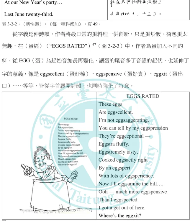 圖 3-2-3：“EGGS RATED”, Falling Up, p. 149. 
