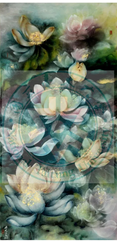 圖 4-1-3  芙蓉情韻－彩墨 173×88cm 2011 
