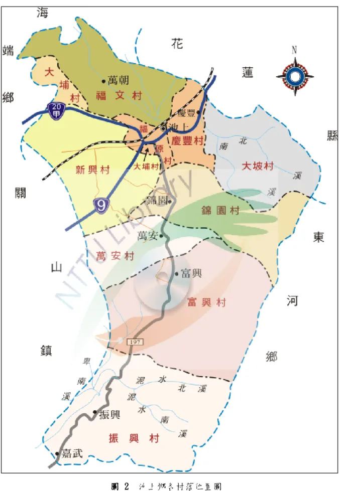 圖 2  池上鄉各村落位置圖 