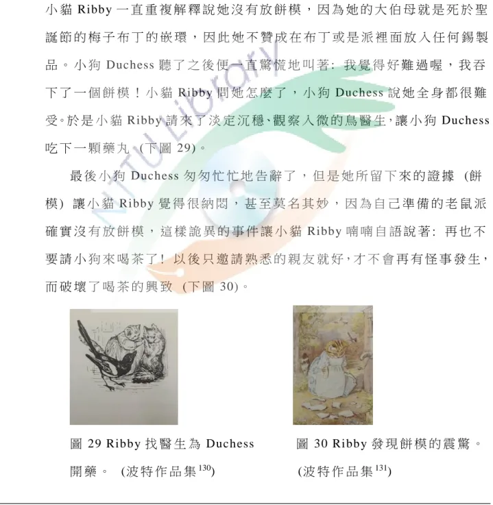 圖 29 Ribby 找 醫 生 為 Duchess          圖 30 Ribby 發 現 餅 模 的 震 驚 。  