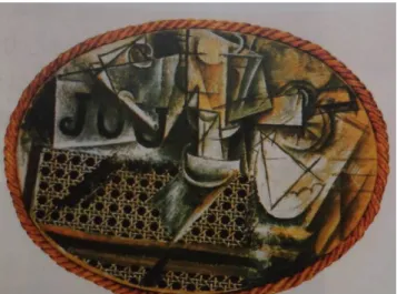 圖  5  1912 畢卡索《有籐椅的靜物》Still Life with chair Caning  圖片來源：高啟源，2010。 