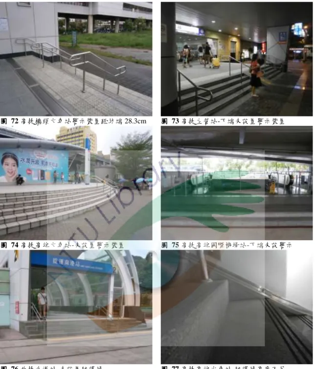 圖  72 高捷橋頭火車站警示裝置距終端 28.3cm  圖  73 高捷左營站-下端未設置警示裝置 