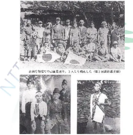 Figure 1. Three Takasago Giyutai from Taitung were posed with their families who  came to see them off on the departure day
