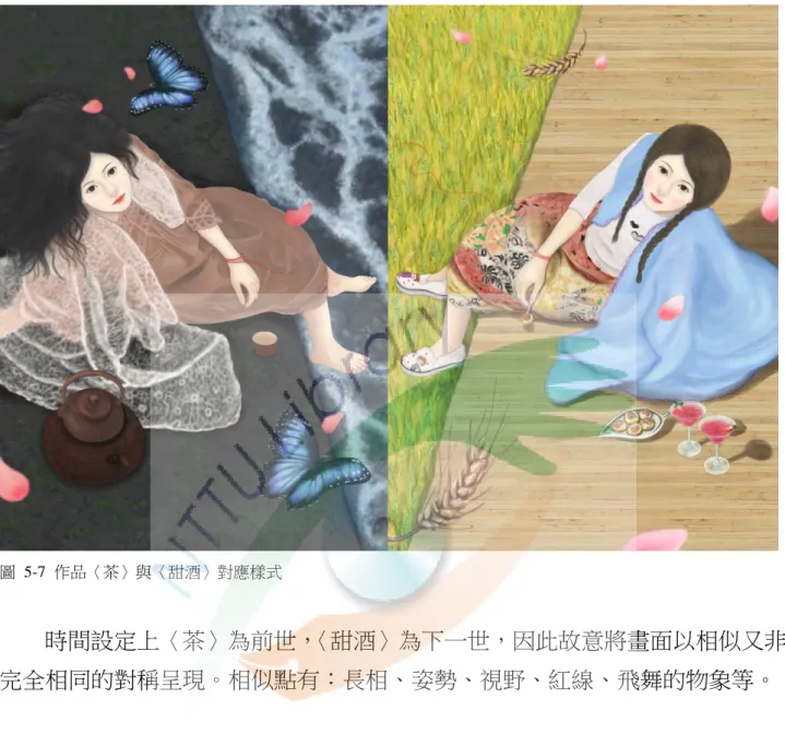 圖  5-7  作品〈茶〉與〈甜酒〉對應樣式 