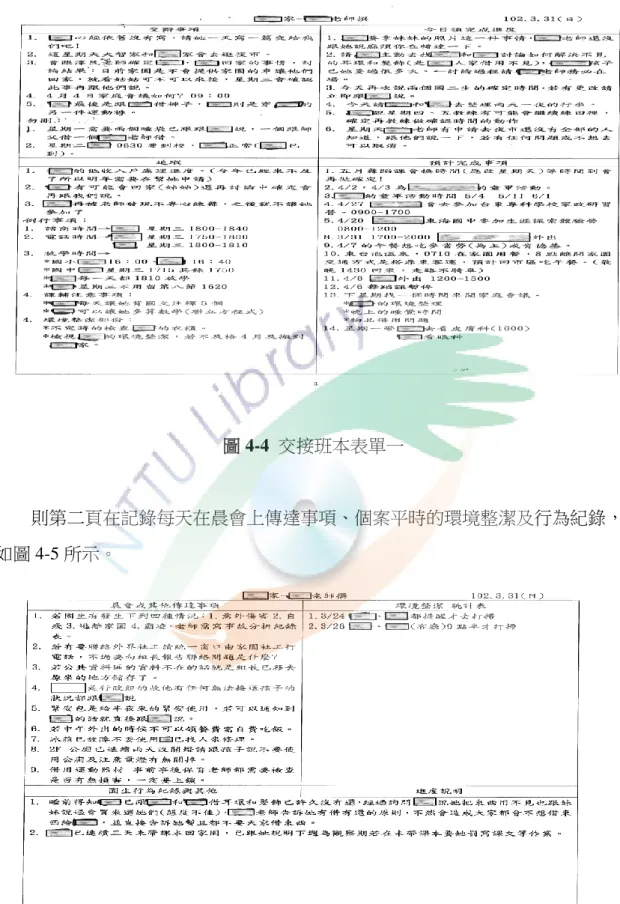 圖 4-4  交接班本表單一 