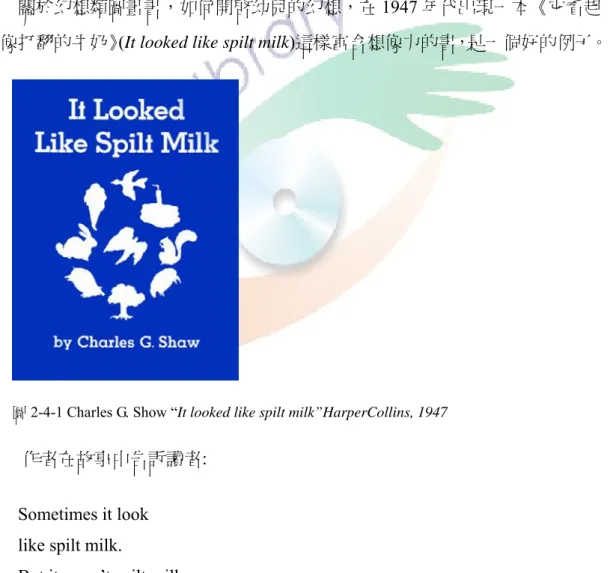 圖 2-4-1 Charles G. Show “It looked like spilt milk”HarperCollins, 1947 