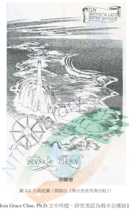 圖 2-3  小島地圖（掃描自《姆米爸爸英勇出航》） 