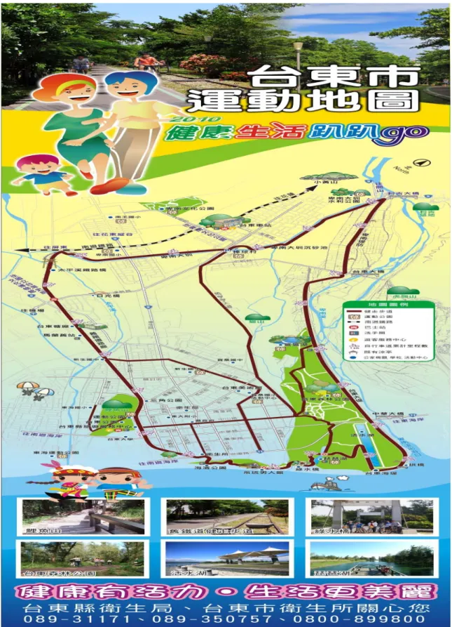 圖 2-3 臺東市運動地圖（引自，臺東縣衛生局，2010） 