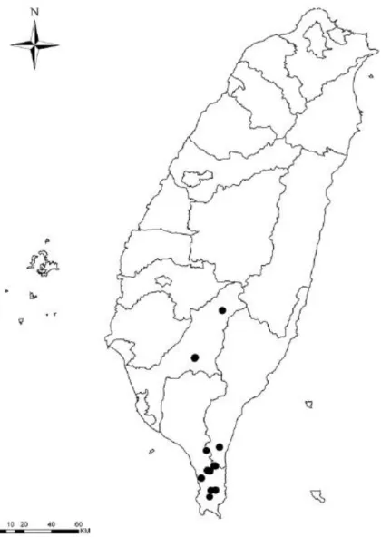 Fig. 6  蜂窩馬兜鈴於臺灣之地理分布  (資料來源：楊君嵐，