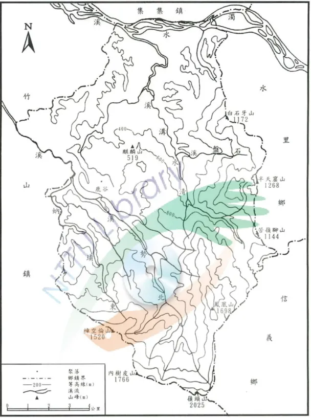 圖 2-2-2  鹿谷鄉自然環境地形圖 