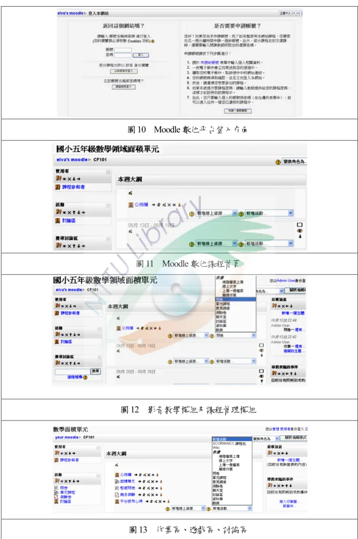 圖 10  Moodle 數位平台登入介面   