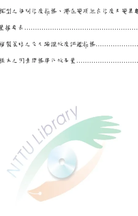 表 4-5  最終模型之個別信度指標、潛在變項組合信度及變異數平均 