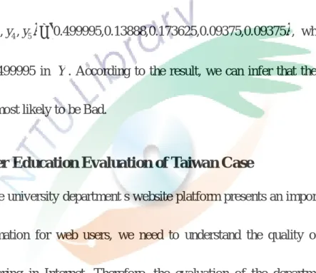 Table  4-3  and  add  it  as  the  first  row  of  the  evaluation  matrix  of  evaluators’  subjective  membership  degree  in  Table  4-4