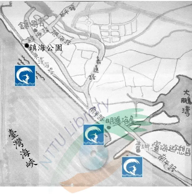 圖 2-3  屏東東港衝浪地點示意圖  資料來源：研究者自製。 
