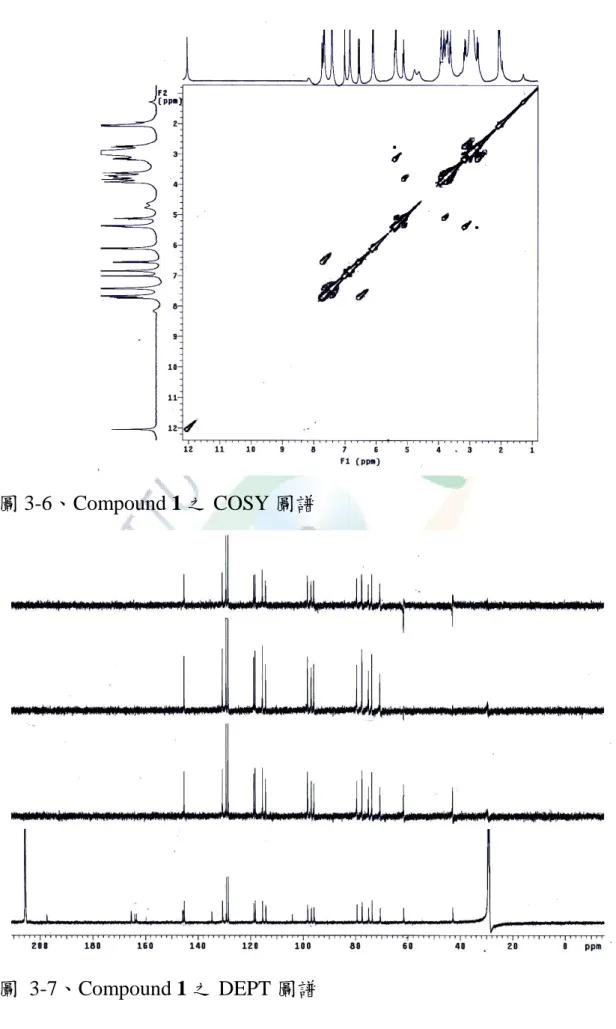 圖 3-6、Compound 1 之 COSY 圖譜 
