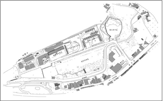 圖 1-3-1 本研究蝴蝶調查範圍圖示，改自蔡怡俊建築師提供之資料。 