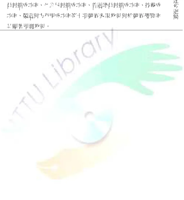 表 3-7  研究問題與統計方法摘要表(續)  研究問題  統計  5 國際級女子手球競賽中，快攻成功率、九公尺射門成功率、六公尺 射門成功率、擲七公尺成功率、快攻守門員封擋成功率、慢攻守門 員封擋成功率、七公尺封擋成功率、普通球員封擋成功率、抄截成 功率、製造對方犯規成功率等十項競賽表現效果對於競賽獲勝率 具顯著預測效果。  多元逐步迴歸