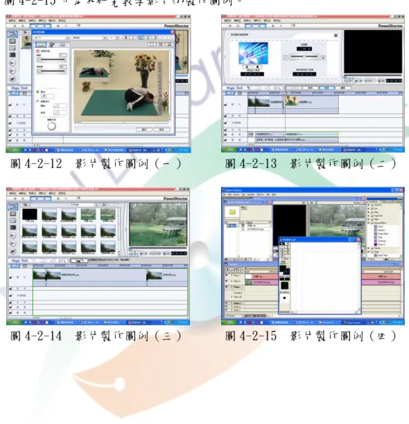 圖 4-2-12  影片製作圖例（一）  圖 4-2-13  影片製作圖例（二） 