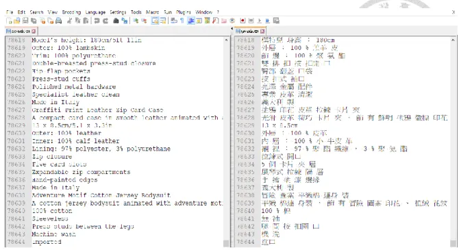 Figure 0.5 Plain text files extracted from the websites of H&amp;M, ZARA and Burberry 