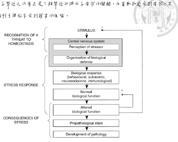 圖 1.  動物對緊迫之生理反應之模型框架 