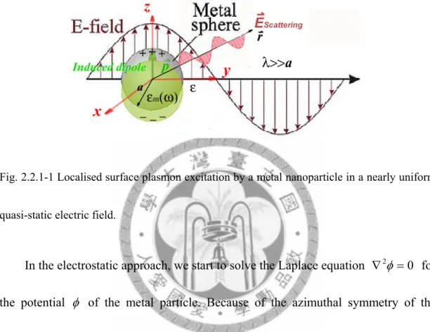 Fig. 2.2.1-1 Localised surface plasmon excitation by a metal nanoparticle in a nearly uniform 