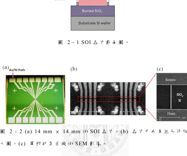 圖   2 - 1 SOI 晶 片 截 面 圖 。  