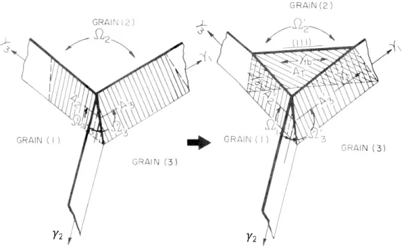 Fig. 2-6  Schematic representation of coherent twin boundary formation in the grain corner