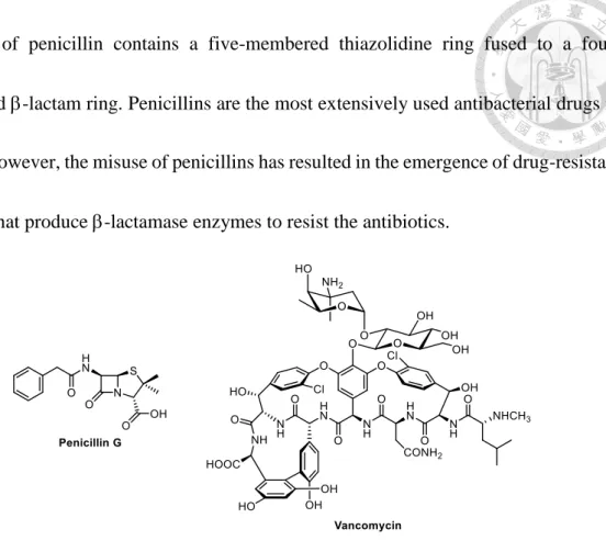 Figure 4. Chemical structures of penicillin G and vancomycin 