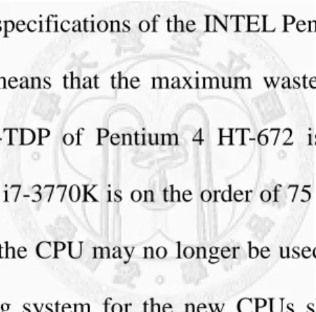 Table 10 demonstrates the specifications of the INTEL Pentium 4 [46] and the INTEL  i7  series