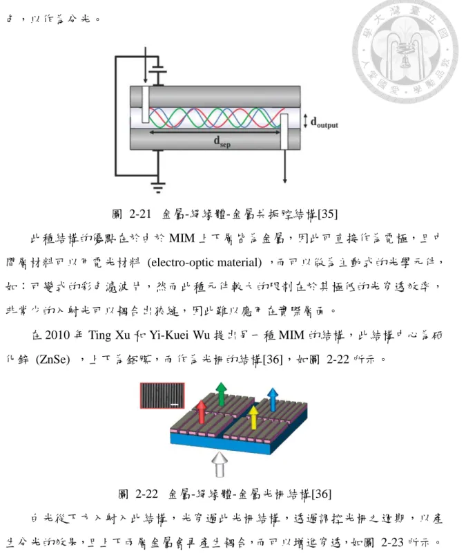 圖  2-22  金屬-絕緣體-金屬光柵結構[36] 