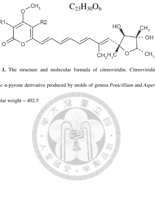 Figure  1.  The  structure  and  molecular  formula  of  citreoviridin.  Citreoviridin  is  a 