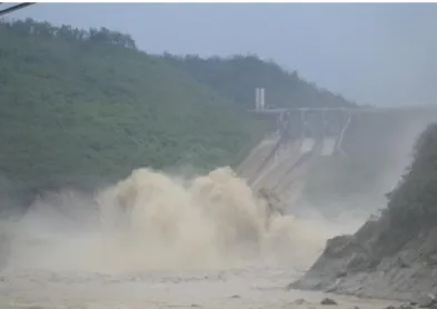 Figure 1.1.  Sediment releasing during Typhoon Morakot at Zengwun reservoir 
