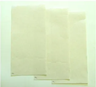 Fig. 14 Handsheets of municipal solid waste. (Aue et al., 2003) 
