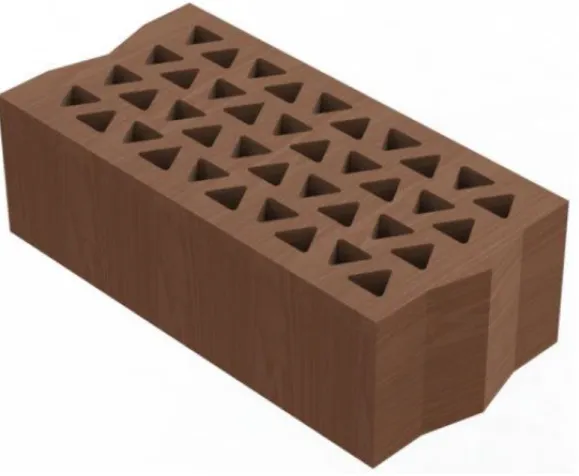 Fig. 8 rWPCs bricks with triangle hole design for acoustic purpose by Guzman and  Munno [44] 