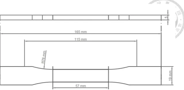 Fig. 10  Specimen for tensile test (Type I), parameters in mm. 