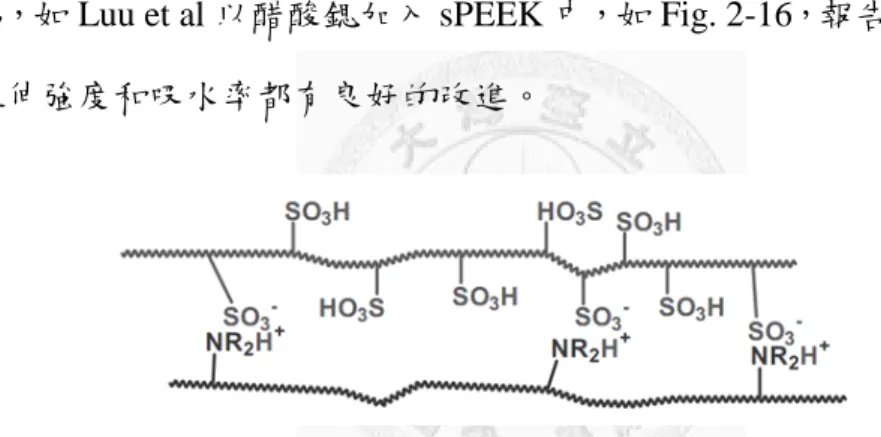 Fig. 2-15    於離子交換膜中以離子鍵結作交聯之示意圖 