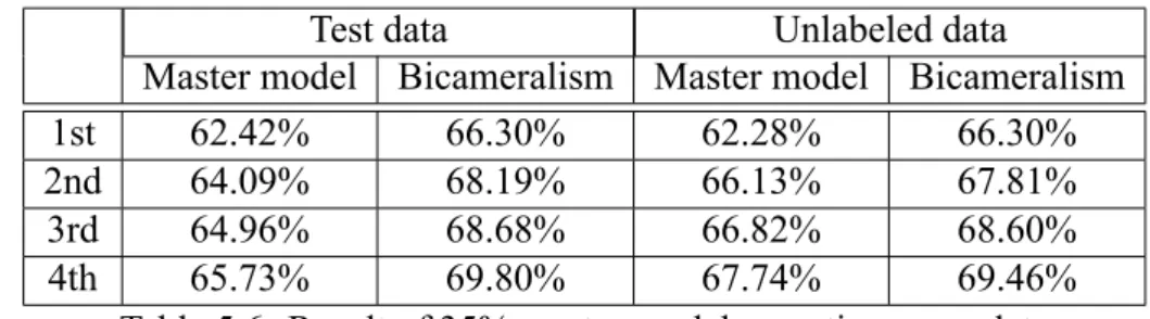 Table 5.6: Result of 35% master model repeating same data