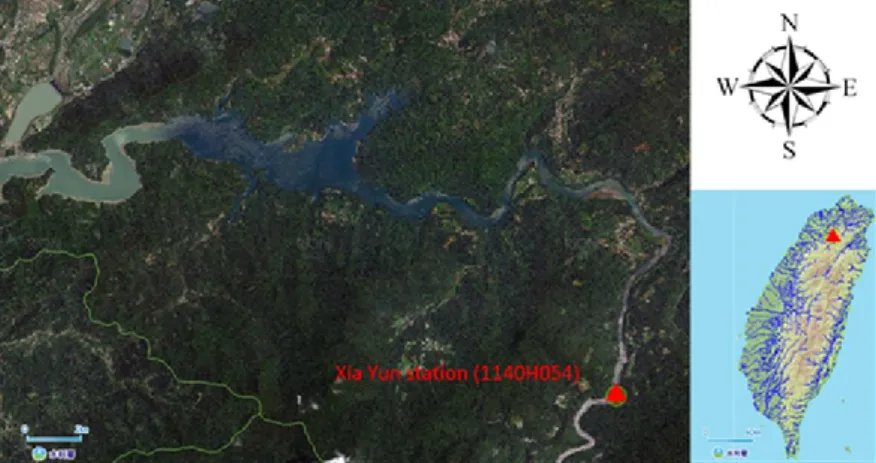 Figure 3.3 Locations of the Xia Yun hydrologic station and Shihmen Reservoir, from  Wu (2015) 