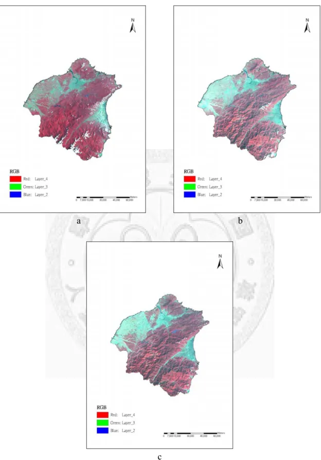 Figure 7. Landsat-5 TM images of the north Taiwan in three dates 