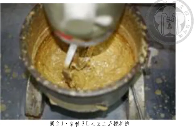 圖 2-1、容積 3 L 之直立式攪拌機  Figure 2-1. Vertical mixer (volume of three liters) 