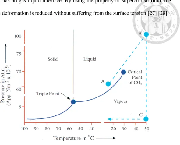 Fig. 2-10 Carbon dioxide pressure-temperature phase diagram 