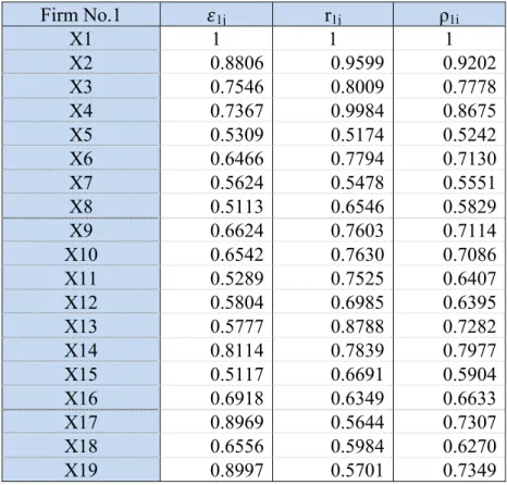 Table 5.6: The synthetic ρ j  value of firm No.1 